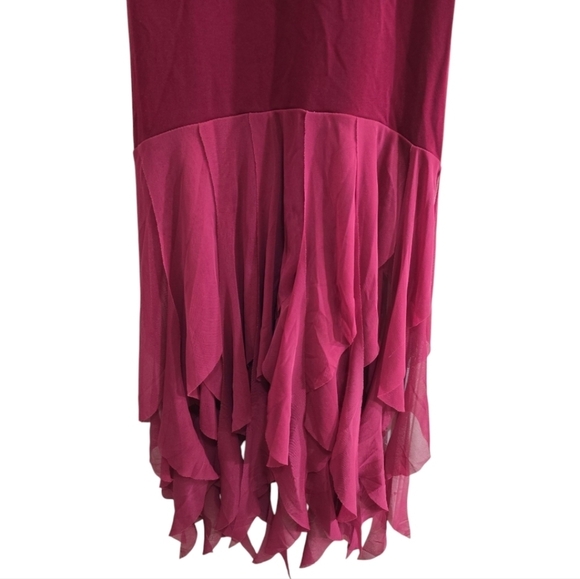 Vintage 90s Y2K Elegant Magenta Evening Dress Rhinestones Sequins Fairy Small - Picture 3 of 6